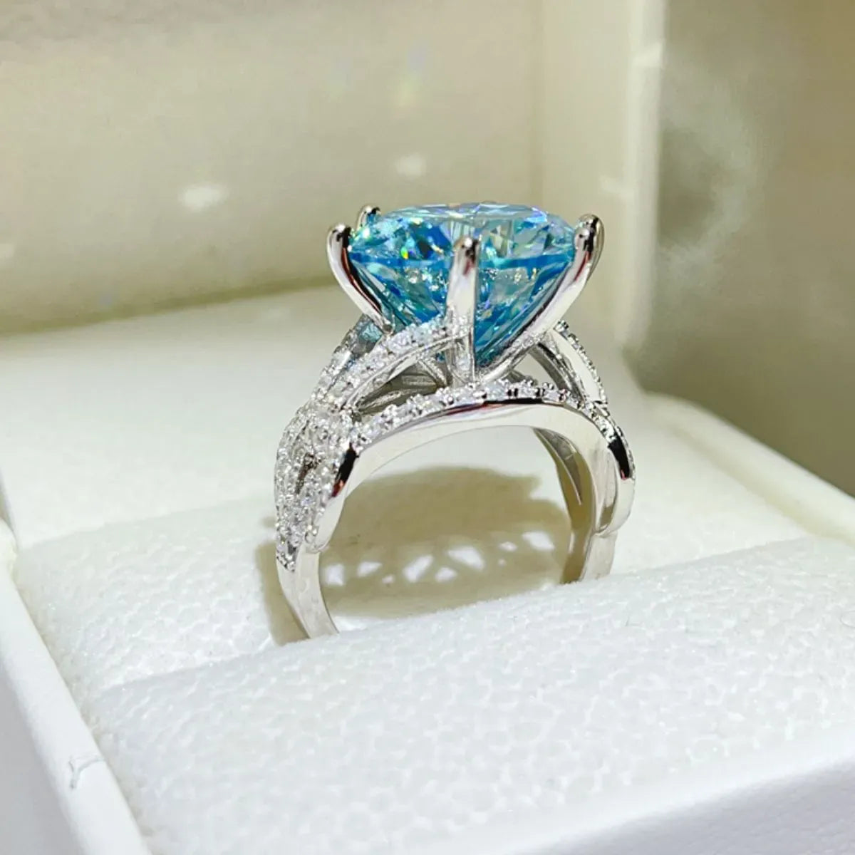 10 Carat Moissanite 925 Sterling Silver Ring Pastel  Blue / 5 The Nichole Collection
