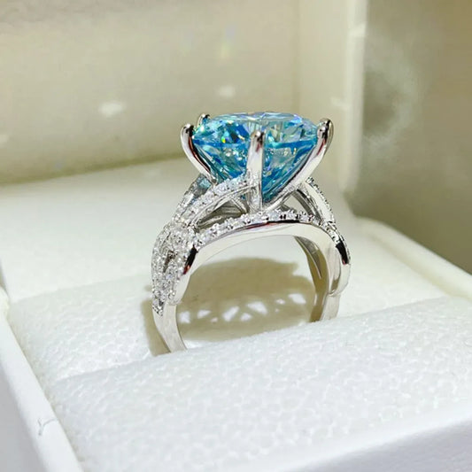 10 Carat Moissanite 925 Sterling Silver Ring Pastel  Blue / 5 The Nichole Collection