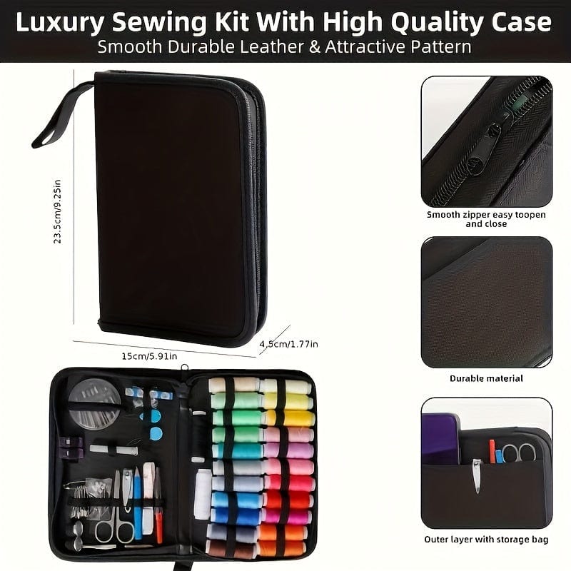 100pcs Sewing Kit with 24-Color Threads – Mini Travel Needle & Thread Kit for Small Repairs Sewing Black The Nichole Collection