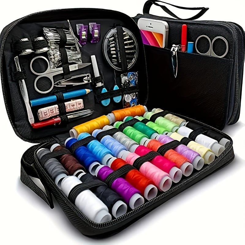 100pcs Sewing Kit with 24-Color Threads – Mini Travel Needle & Thread Kit for Small Repairs Sewing Black The Nichole Collection