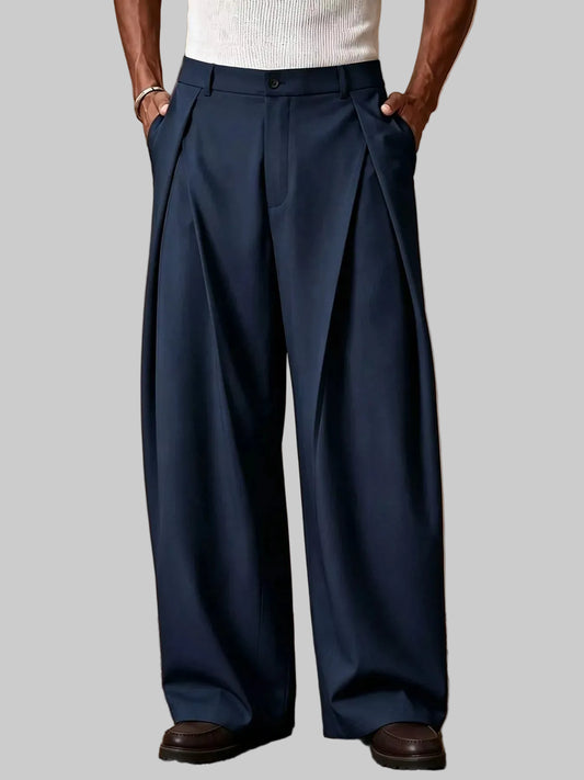 Men's High-Waisted Wide-Leg Pleated Dress Pants The Nichole Collection