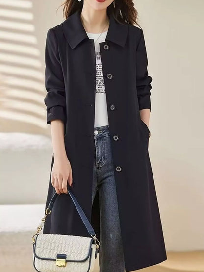 Single-Breasted Button-Front Coat - Camel-Lined / M