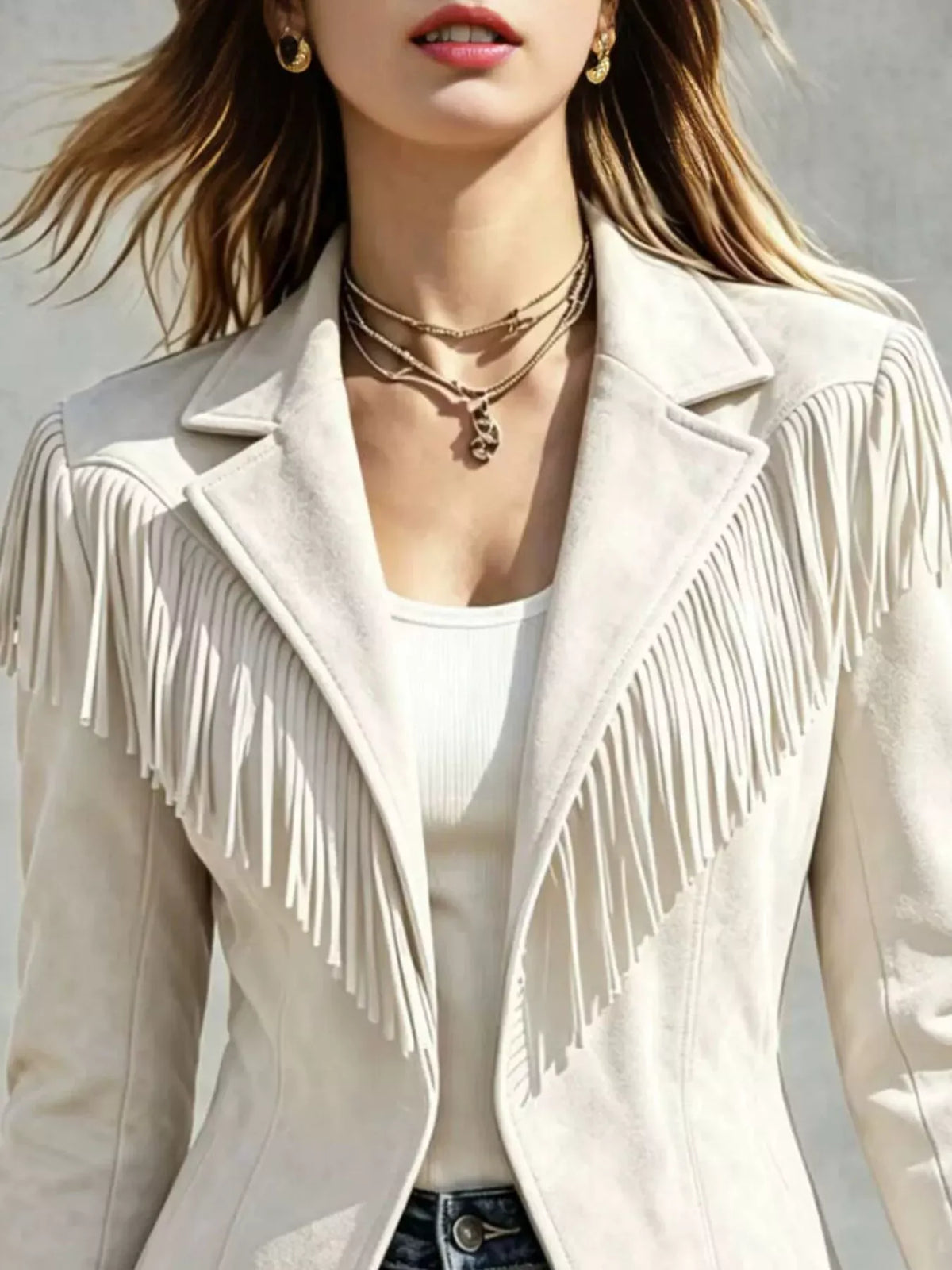 Western Fringe Open-Front Lapel Jacket The Nichole Collection - Official Site