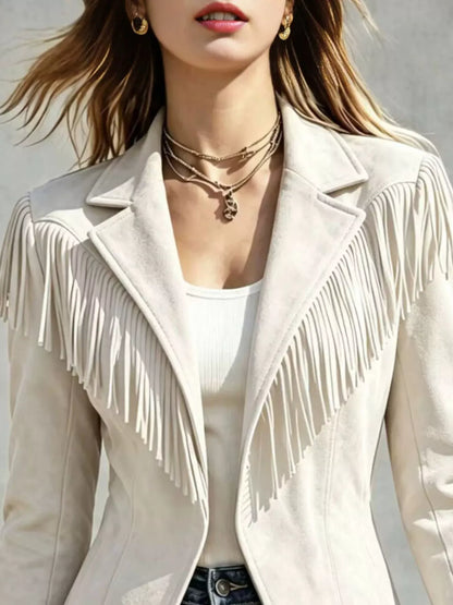 Western Fringe Open-Front Lapel Jacket The Nichole Collection - Official Site