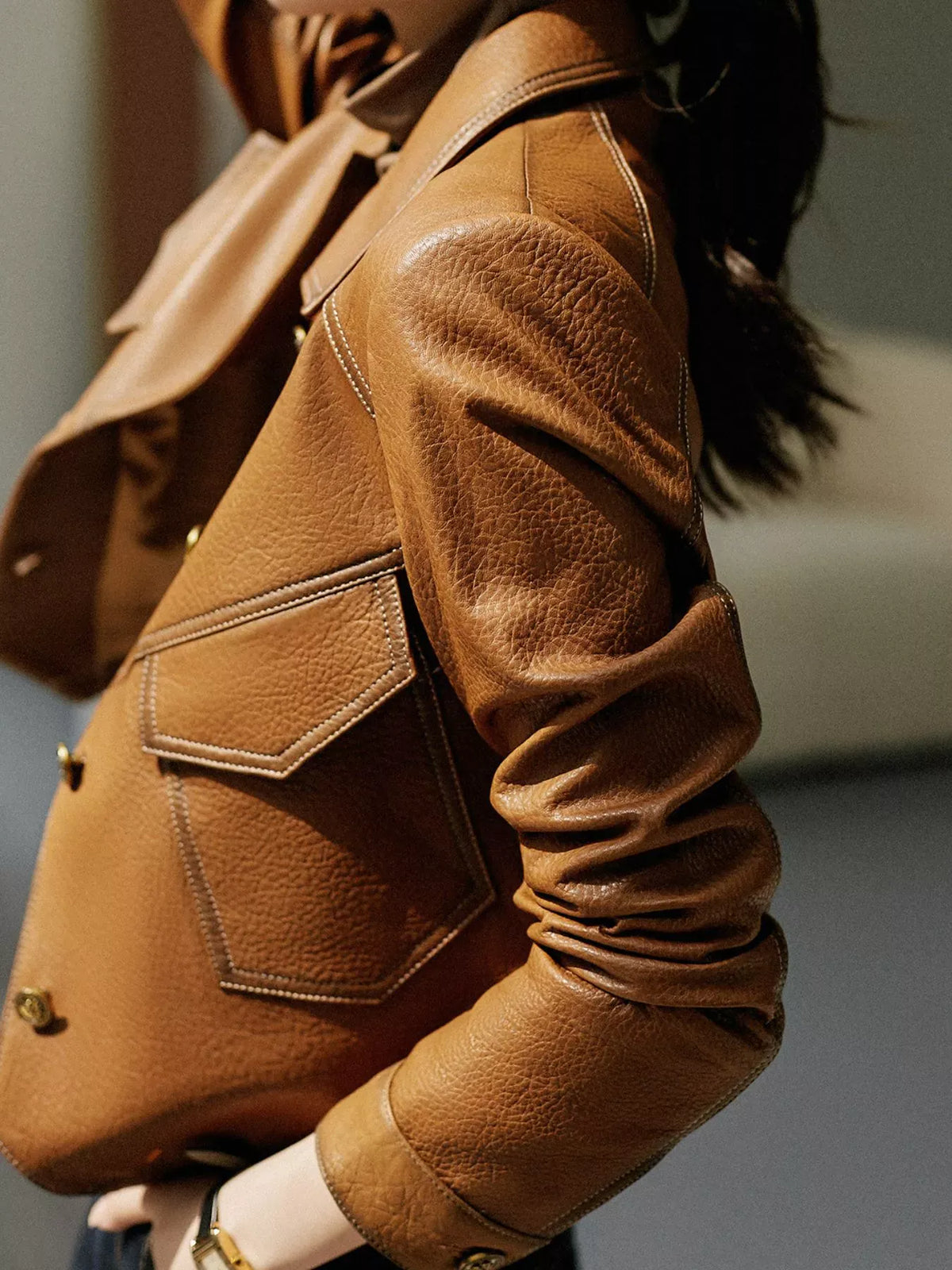 Textured Sheepskin Panel Utility Coat The Nichole Collection