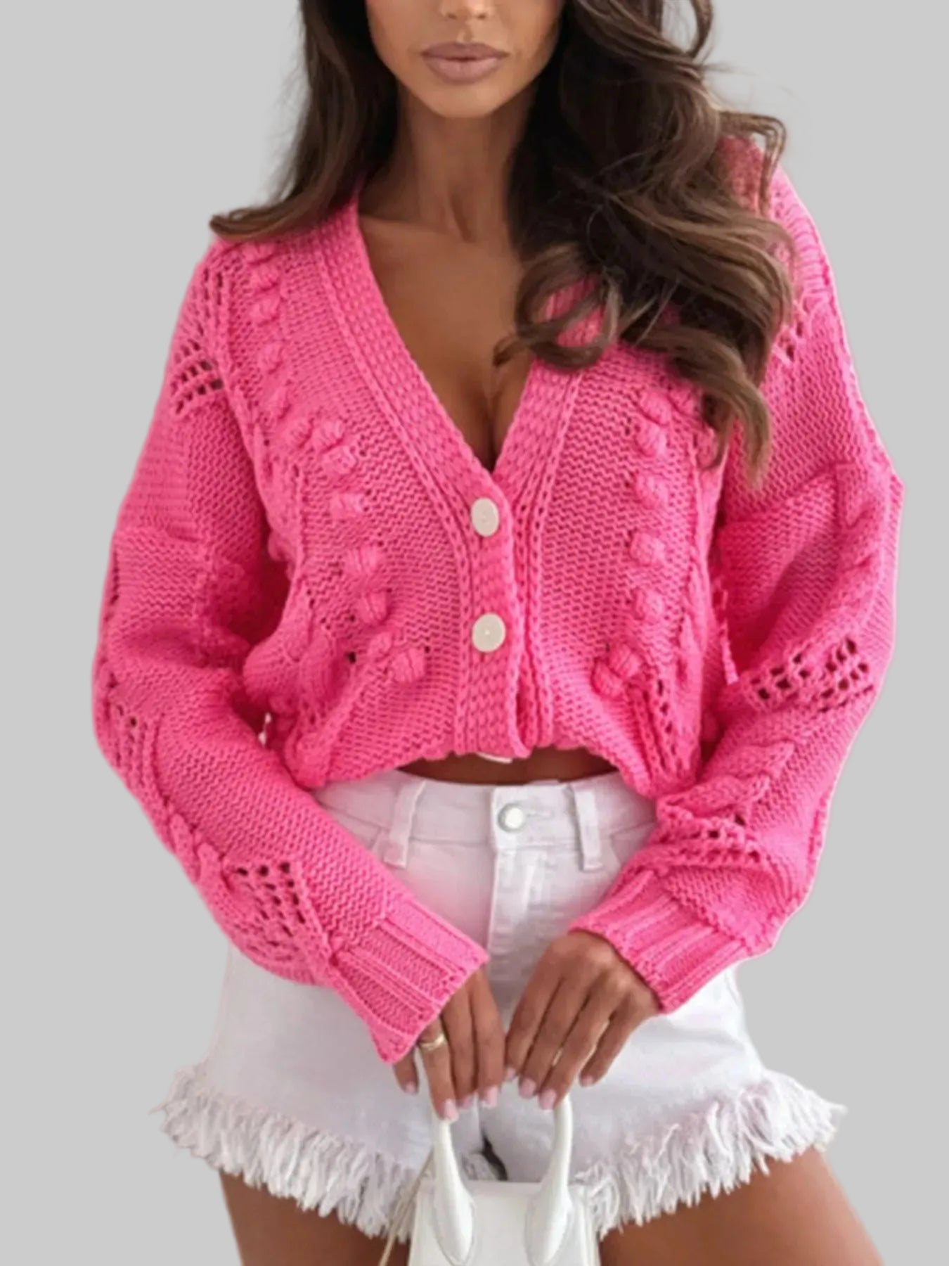 Button Up V-Neck Cardigan | The Nichole Collection