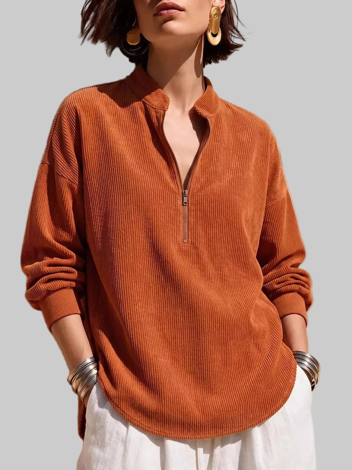 ASPEN CORDUROY HALF-ZIP SWEATER The Nichole Collection - Official Site