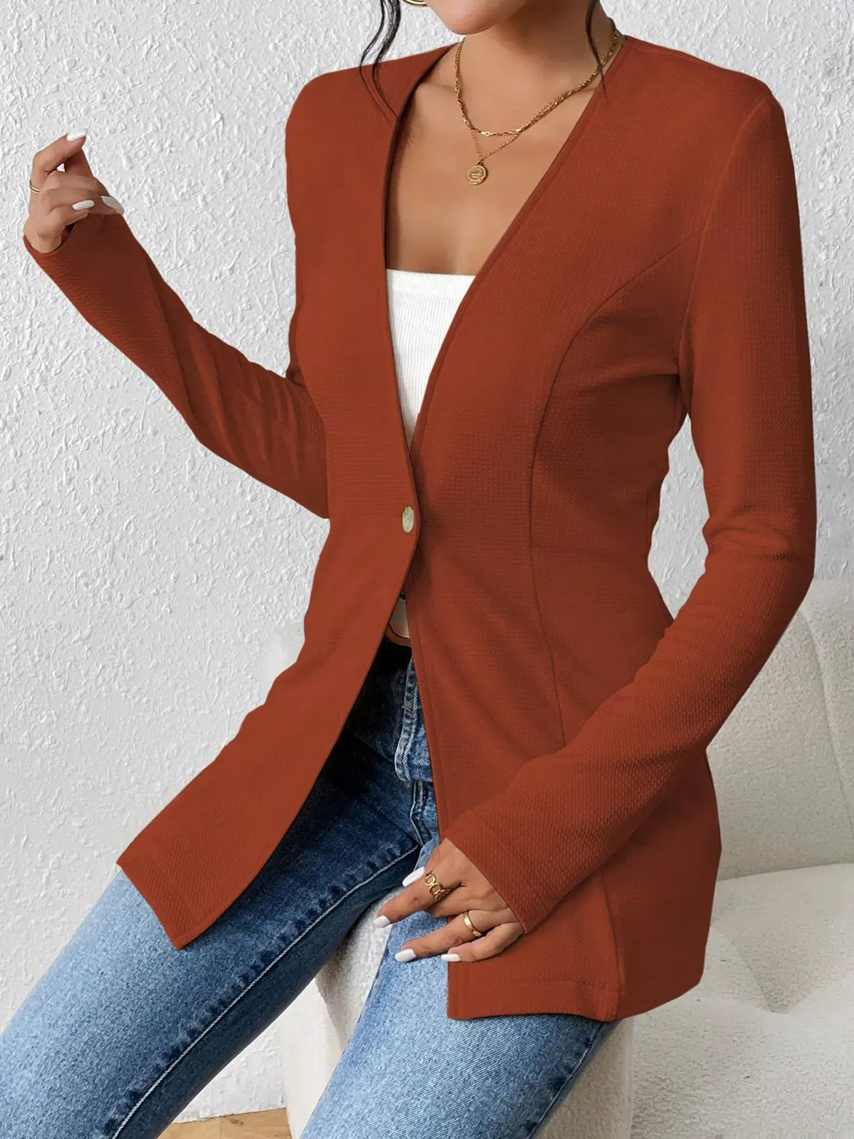 Single-Button Long-Sleeve Blazer The Nichole Collection - Official Site