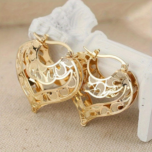 14kt Gold Romantic Heart-Shaped Hoop Earrings Golden The Nichole Collection
