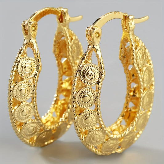 14kt Gold Unique Gold Filigree Chunky Hoop Earrings Golden The Nichole Collection