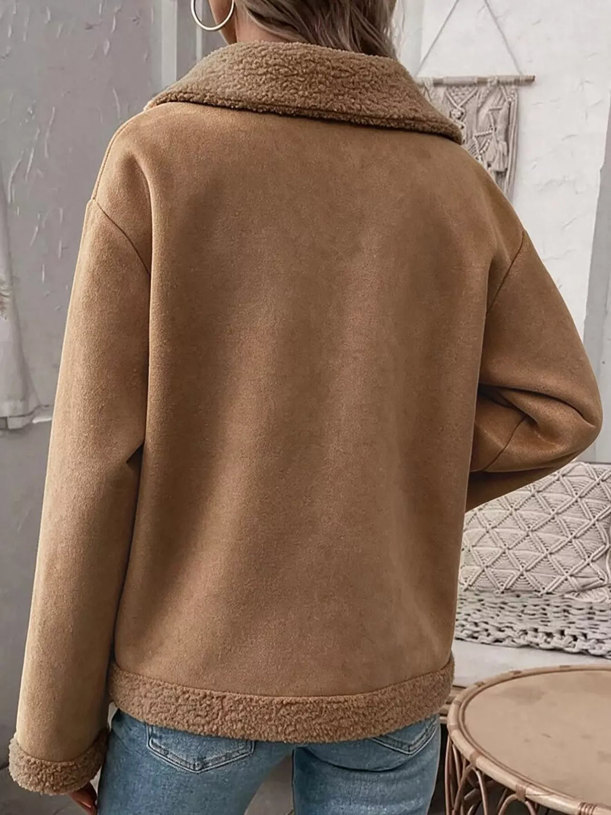 Cashmere-Blend Suede Sherpa Jacket The Nichole Collection