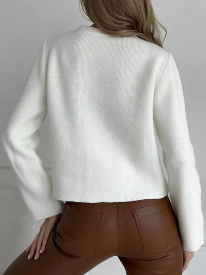 Decorative-Button Crew-Neck Knit Cardigan The Nichole Collection - Official Site