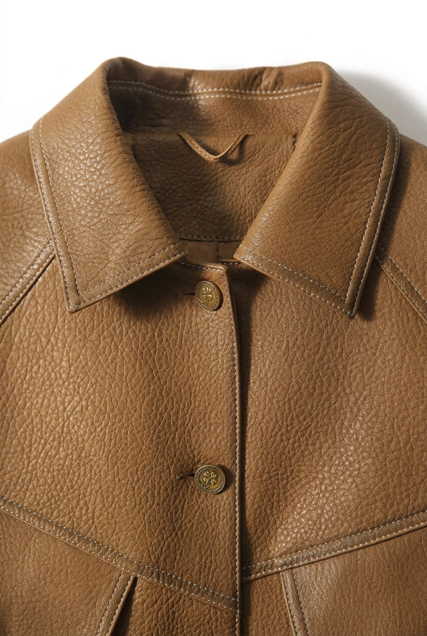 Textured Sheepskin Panel Utility Coat The Nichole Collection