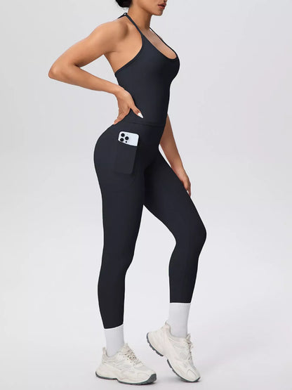 Halter-Neck Cami and High-Waisted Leggings Active Set The Nichole Collection - Official Site