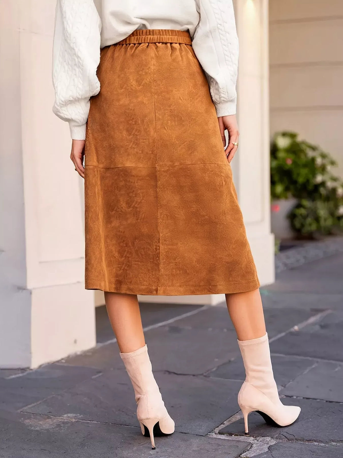 Button-Front Midi Skirt The Nichole Collection