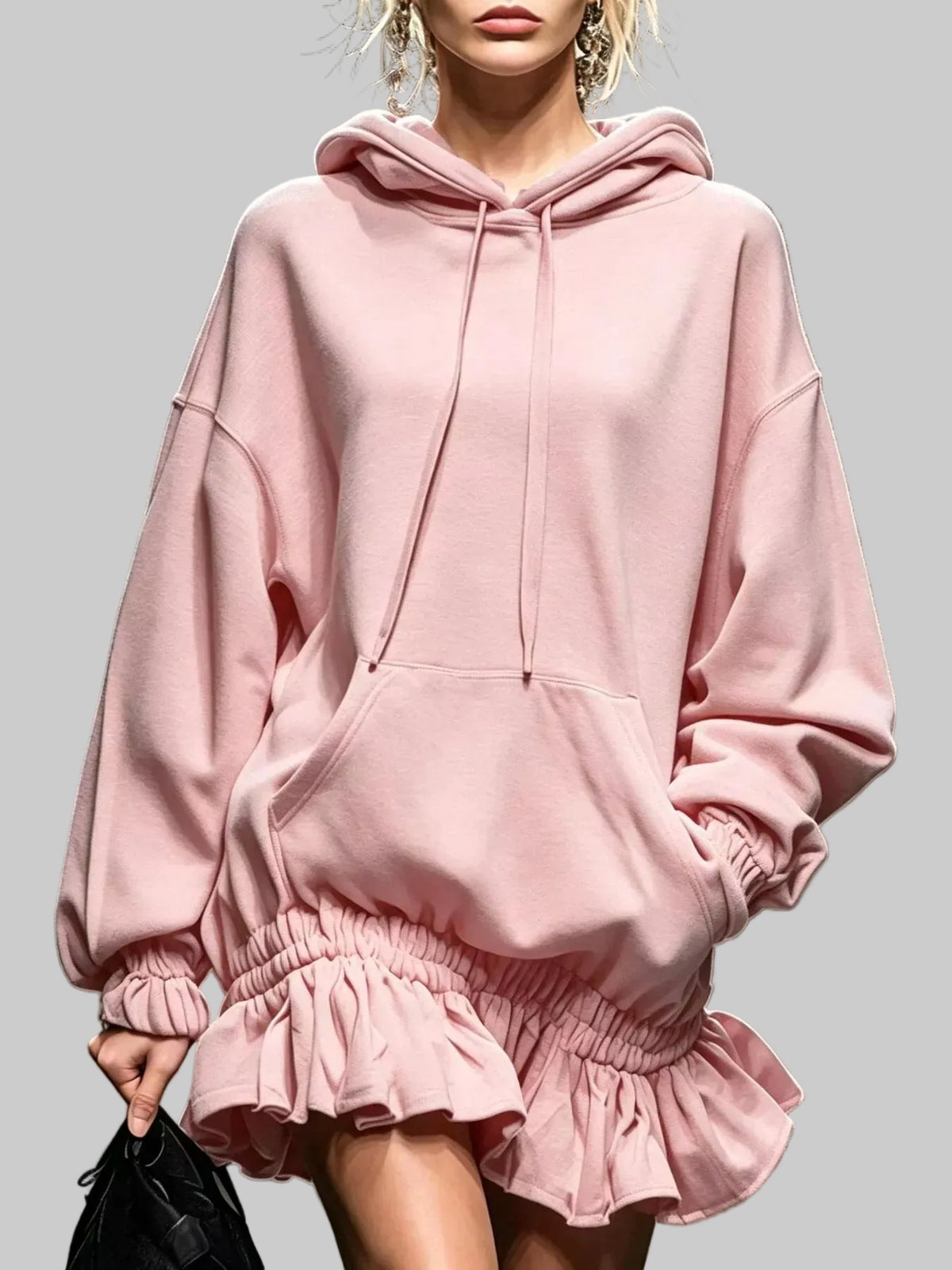 HOODED SWEATSHIRT RUFFLED MINI DRESS The Nichole Collection - Official Site