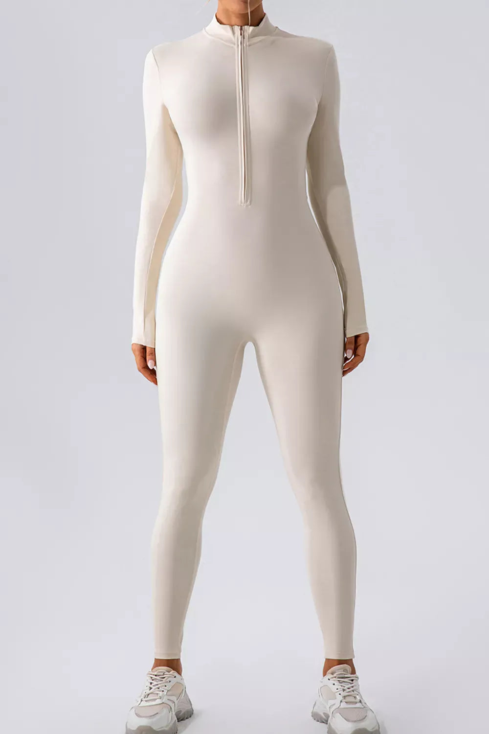 Half-Zip Mock-Neck Active Jumpsuit - Dark Blue / S
