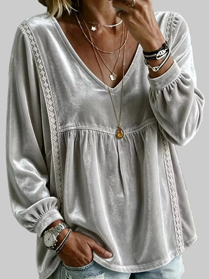 BABYDOLL VELVET LACE BLOUSE The Nichole Collection - Official Site