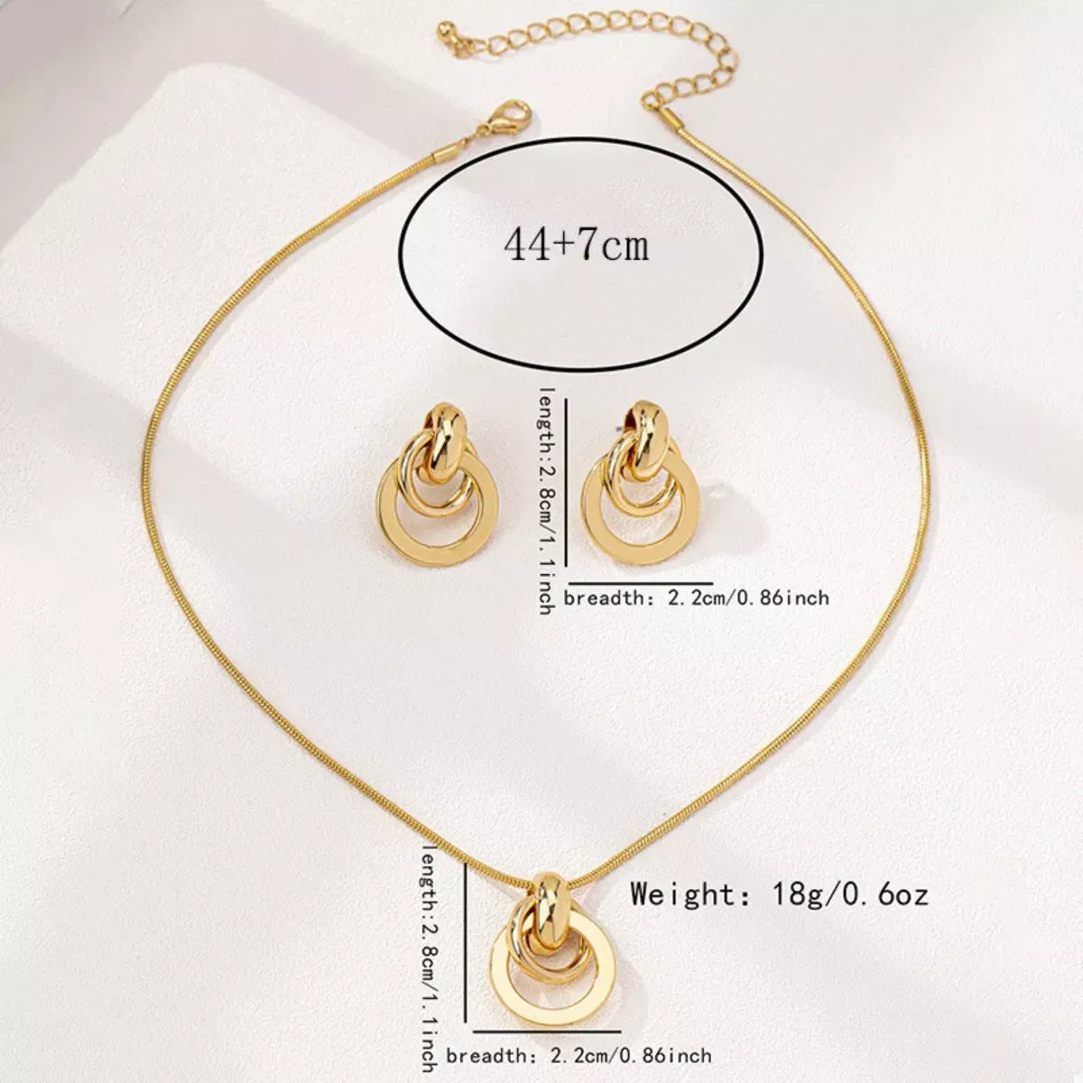 18K Gold-Plated Earrings and Pendant Necklace Jewelry Set Gold / onesize The Nichole Collection