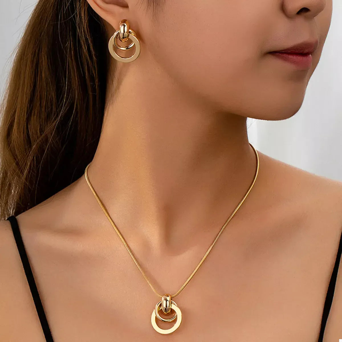 18K Gold-Plated Earrings and Pendant Necklace Jewelry Set Gold / onesize The Nichole Collection