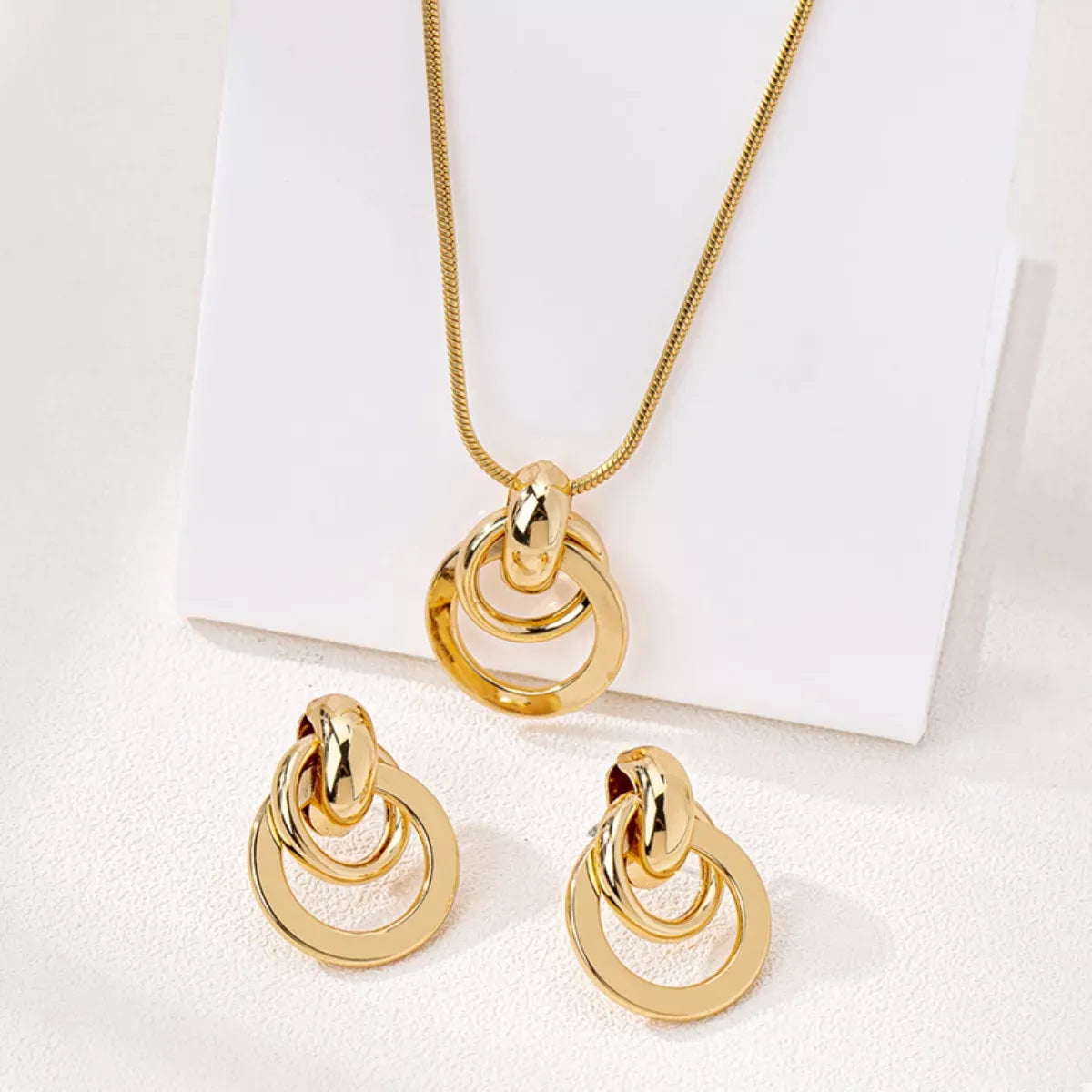 18K Gold-Plated Earrings and Pendant Necklace Jewelry Set Gold / onesize The Nichole Collection
