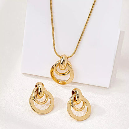 18K Gold-Plated Earrings and Pendant Necklace Jewelry Set Gold / onesize The Nichole Collection