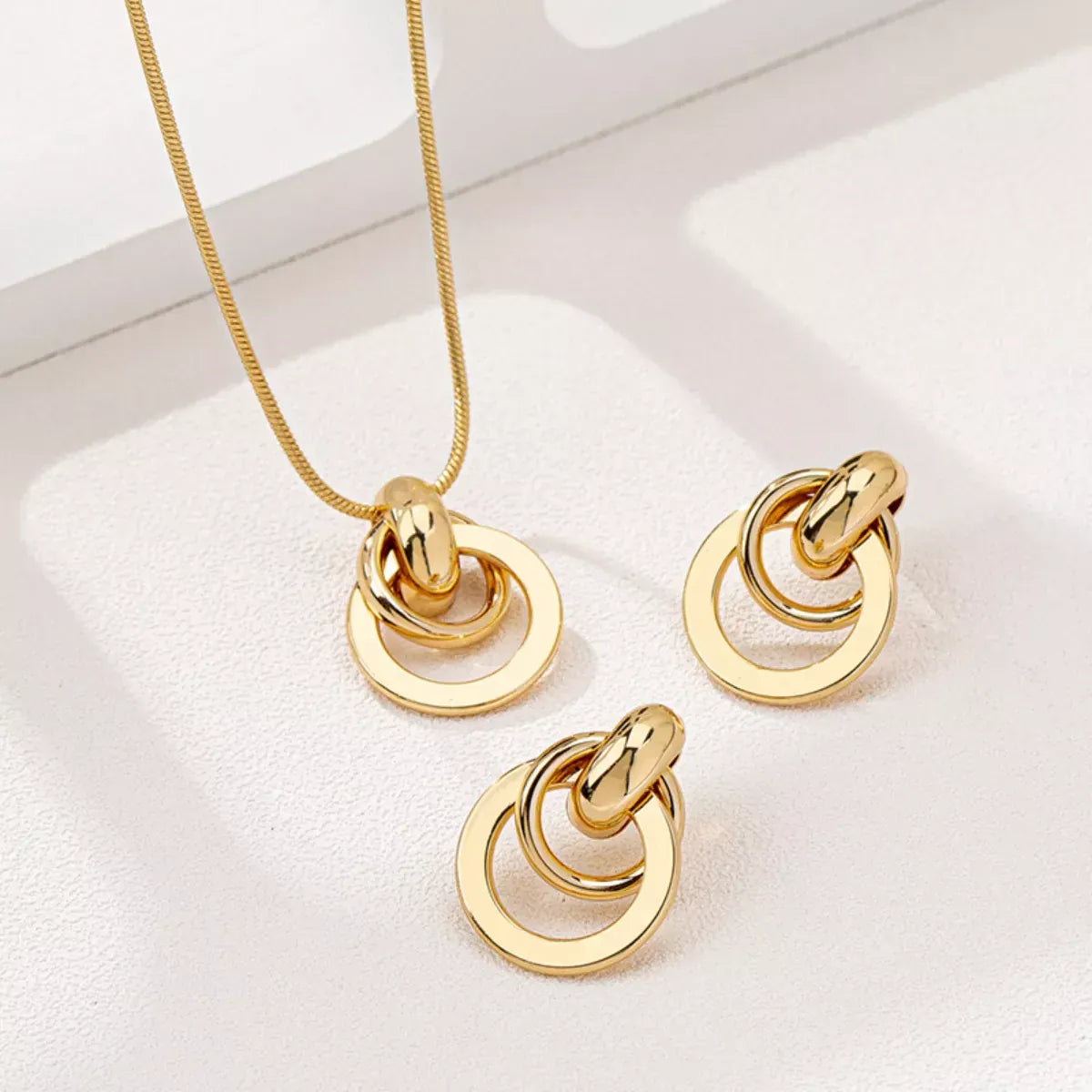 18K Gold-Plated Earrings and Pendant Necklace Jewelry Set Gold / onesize The Nichole Collection