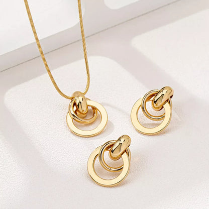18K Gold-Plated Earrings and Pendant Necklace Jewelry Set Gold / onesize The Nichole Collection