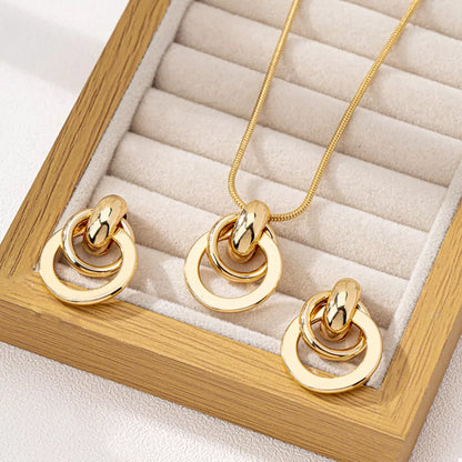 18K Gold-Plated Earrings and Pendant Necklace Jewelry Set Gold / onesize The Nichole Collection