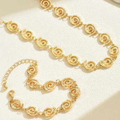 18K Gold-Plated Spiral Neclace and Bracelet Jewelry Set Gold / One Size The Nichole Collection