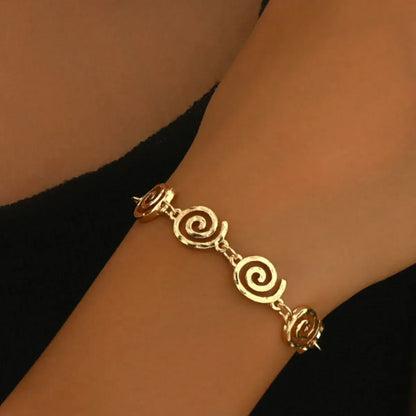 18K Gold-Plated Spiral Neclace and Bracelet Jewelry Set Gold / One Size The Nichole Collection