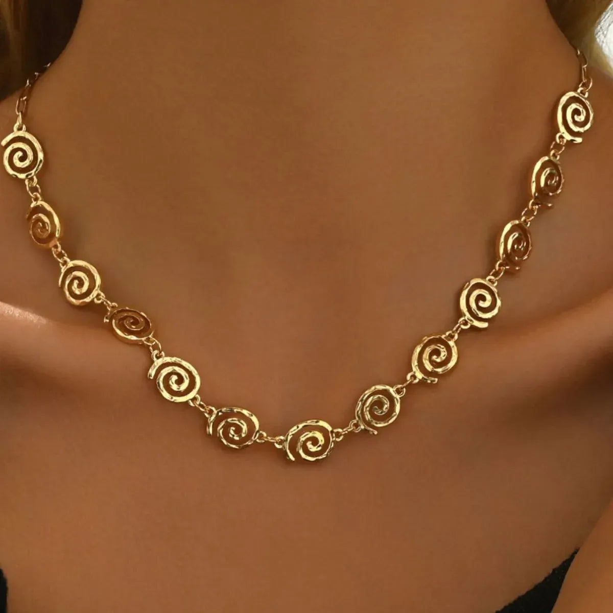 18K Gold-Plated Spiral Neclace and Bracelet Jewelry Set Gold / One Size The Nichole Collection