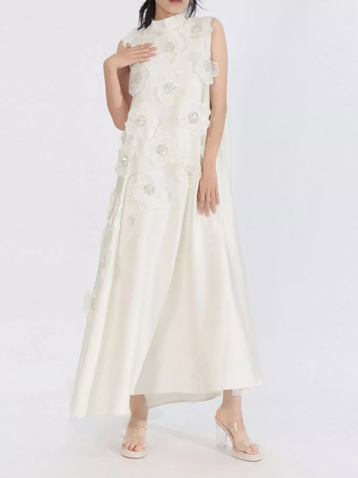Floral-Embellished Sleeveless Maxi Dress The Nichole Collection