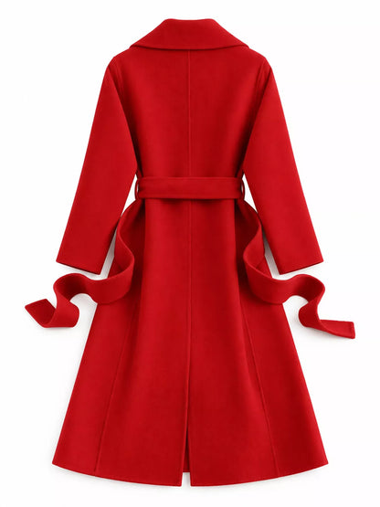 Longline Wool Coat with Waist-Defining Belt The Nichole Collection
