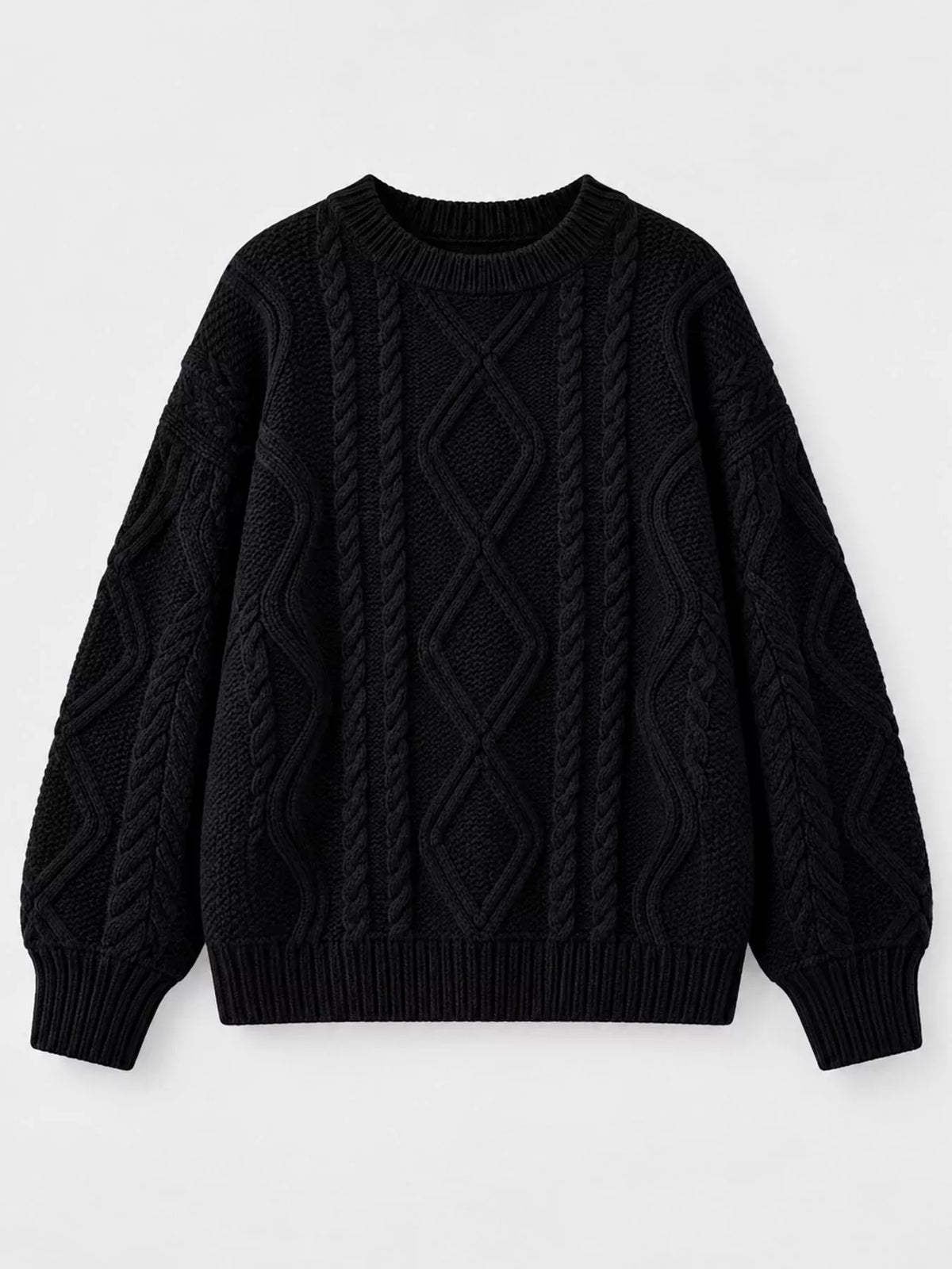 Cable-Knit Round-Neck Sweater The Nichole Collection