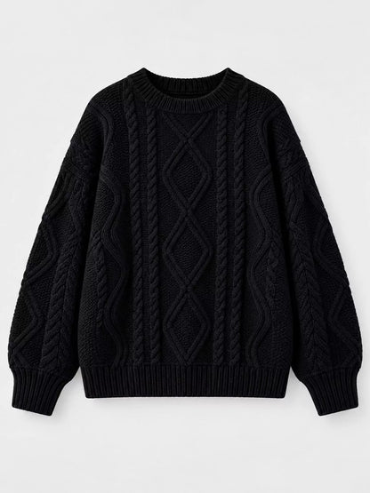 Cable-Knit Round-Neck Sweater The Nichole Collection
