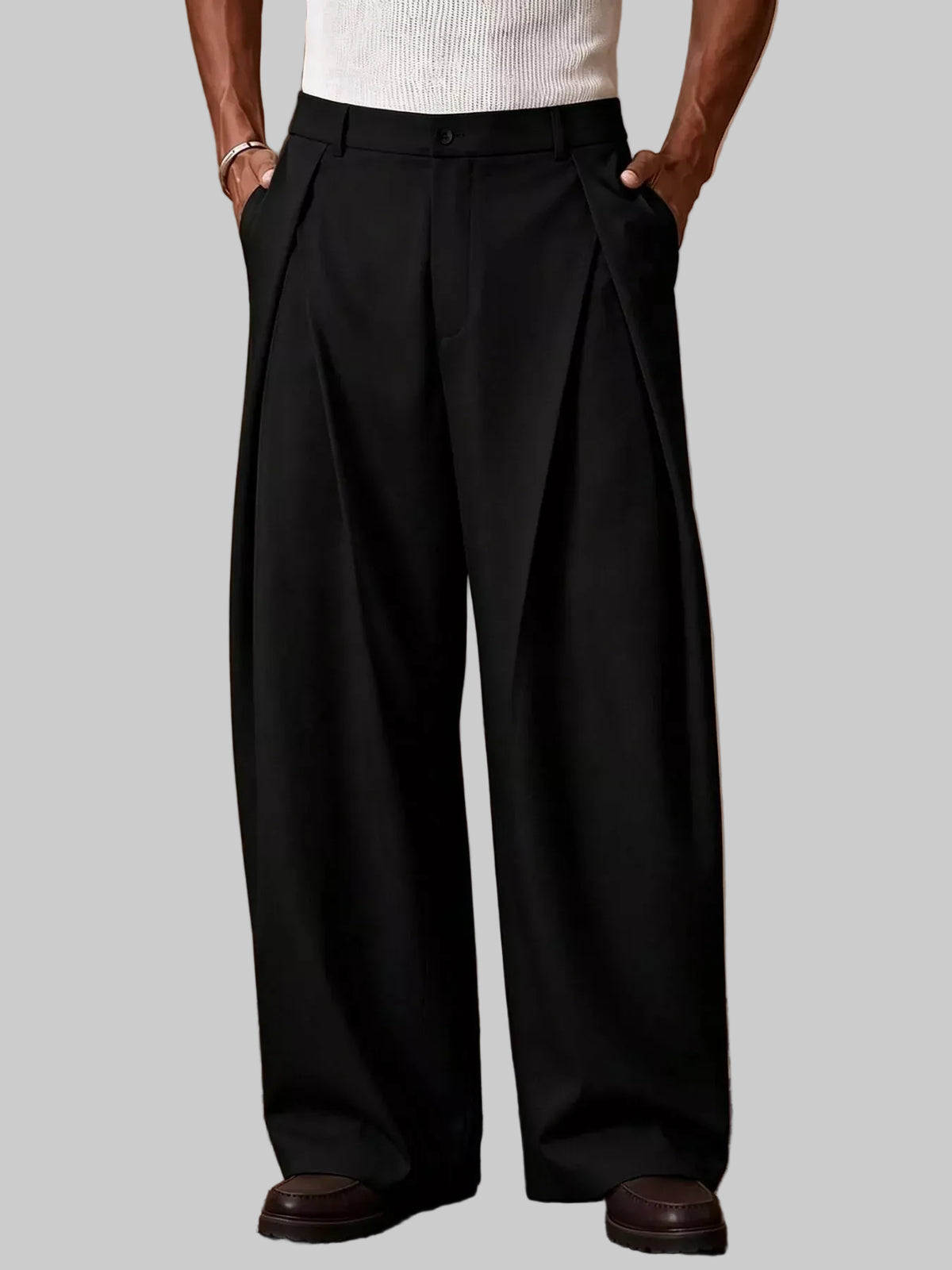 Men's High-Waisted Wide-Leg Pleated Dress Pants The Nichole Collection