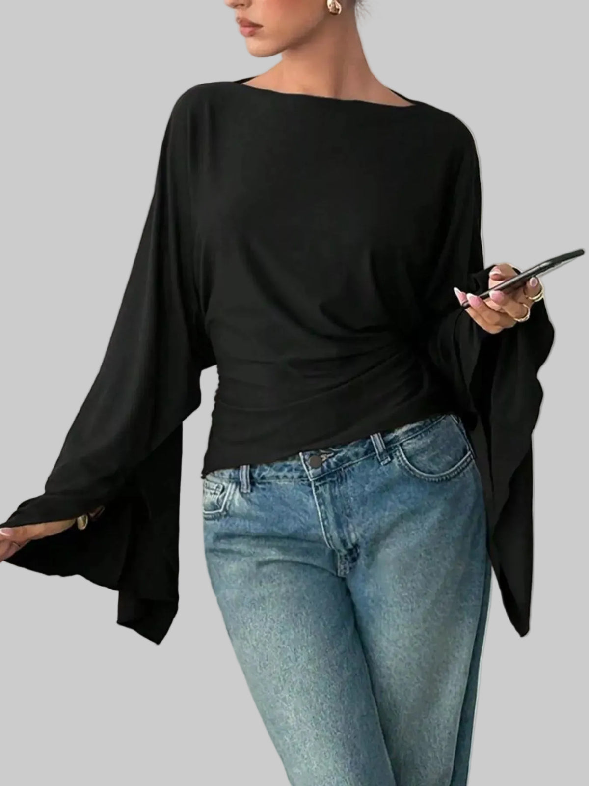 BOAT-NECK SLIT BATWING TOP The Nichole Collection - Official Site