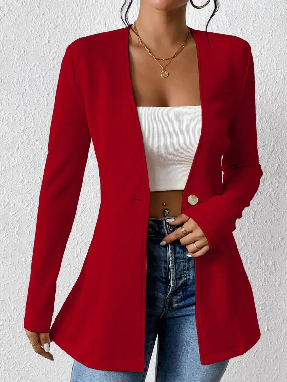 Single-Button Long-Sleeve Blazer The Nichole Collection - Official Site