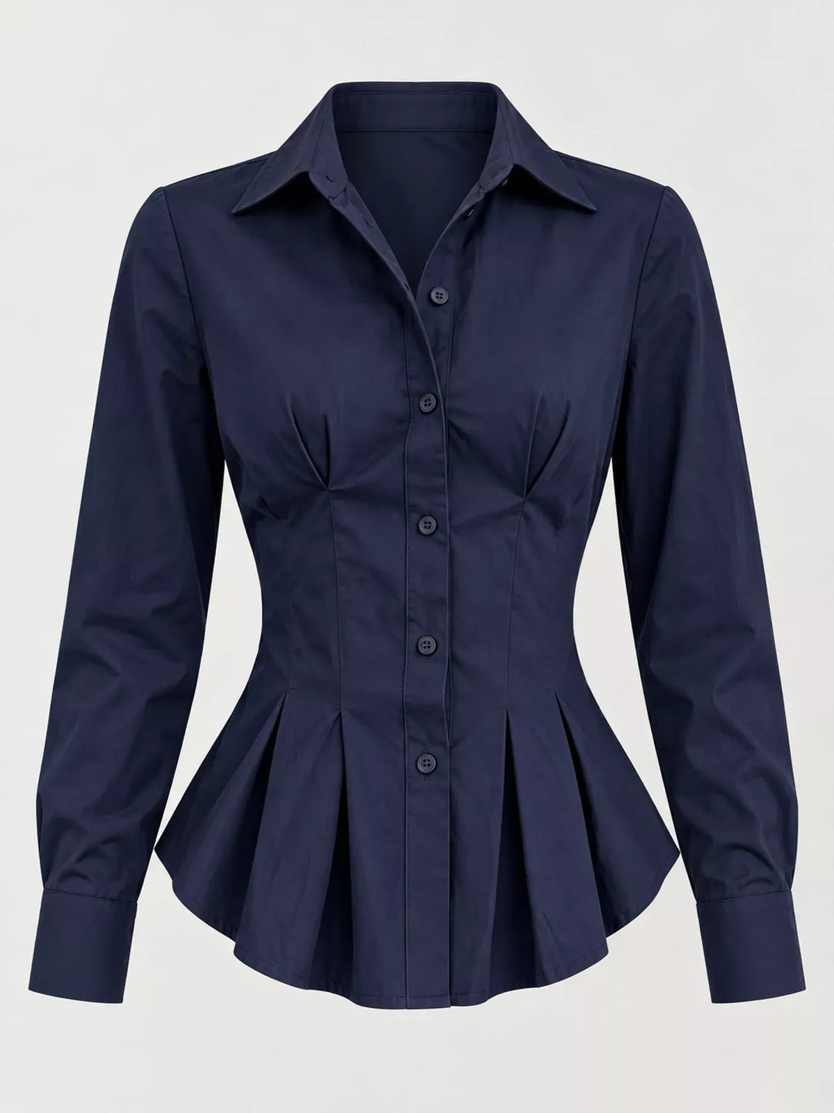 Button-Down Peplum Blouse with Fitted Waist The Nichole Collection