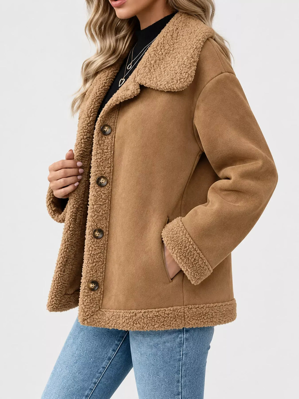 Cashmere-Blend Suede Sherpa Jacket The Nichole Collection