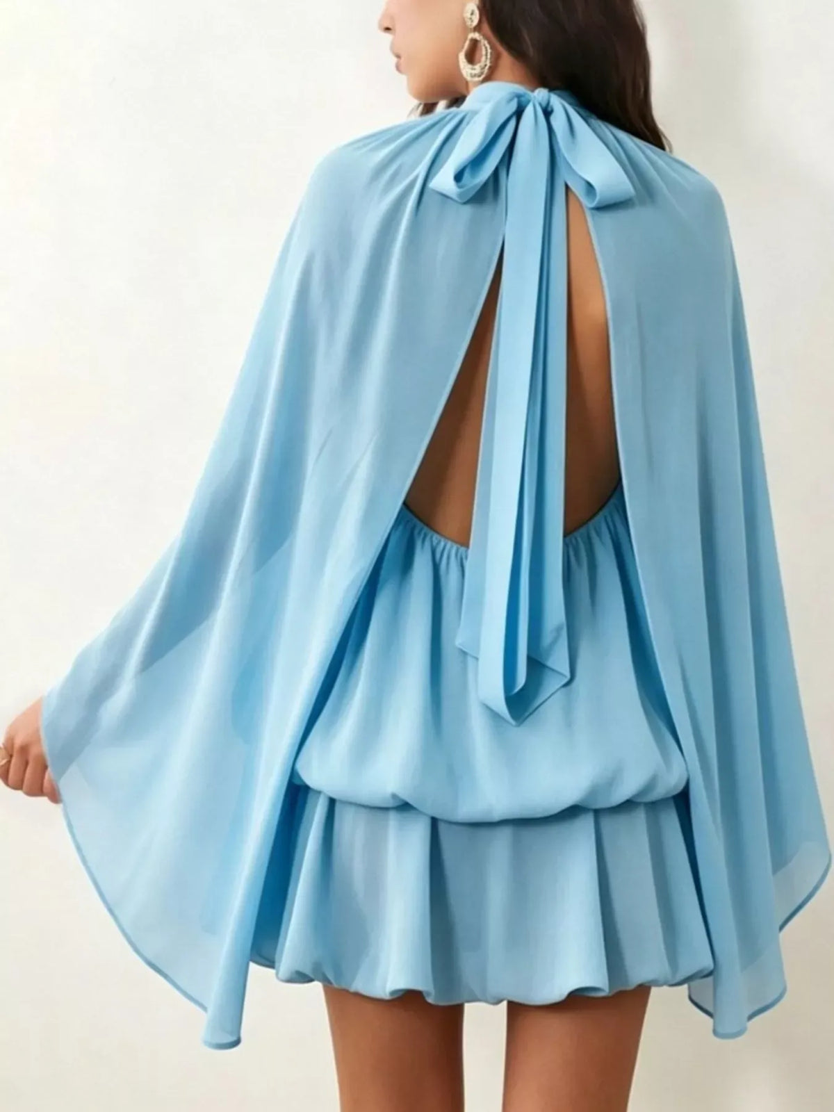 Tie-Back Layered Flare-Sleeve Mini Dress The Nichole Collection - Official Site