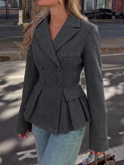 Double-Breasted Peplum Blazer The Nichole Collection