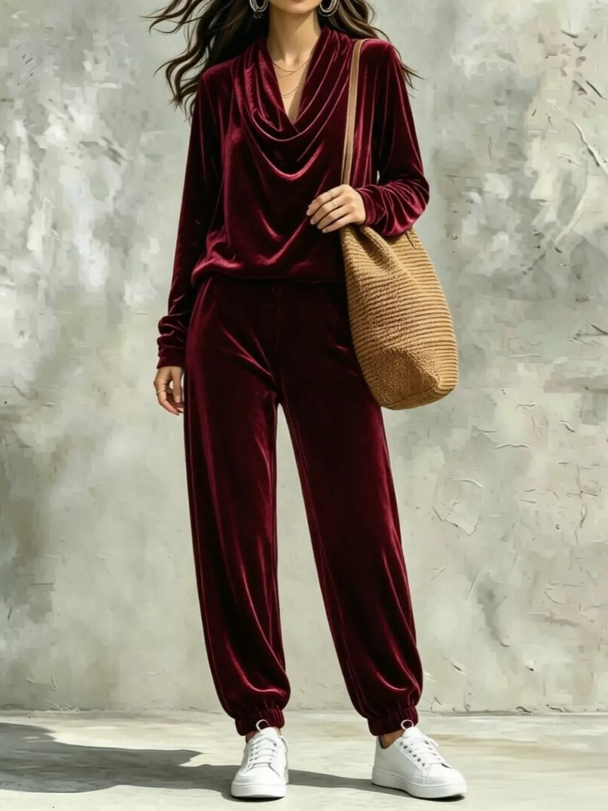 Velvet Cowl-Neck Top & Jogger Pants Set The Nichole Collection - Official Site