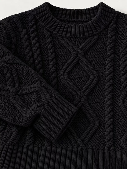 Cable-Knit Round-Neck Sweater The Nichole Collection