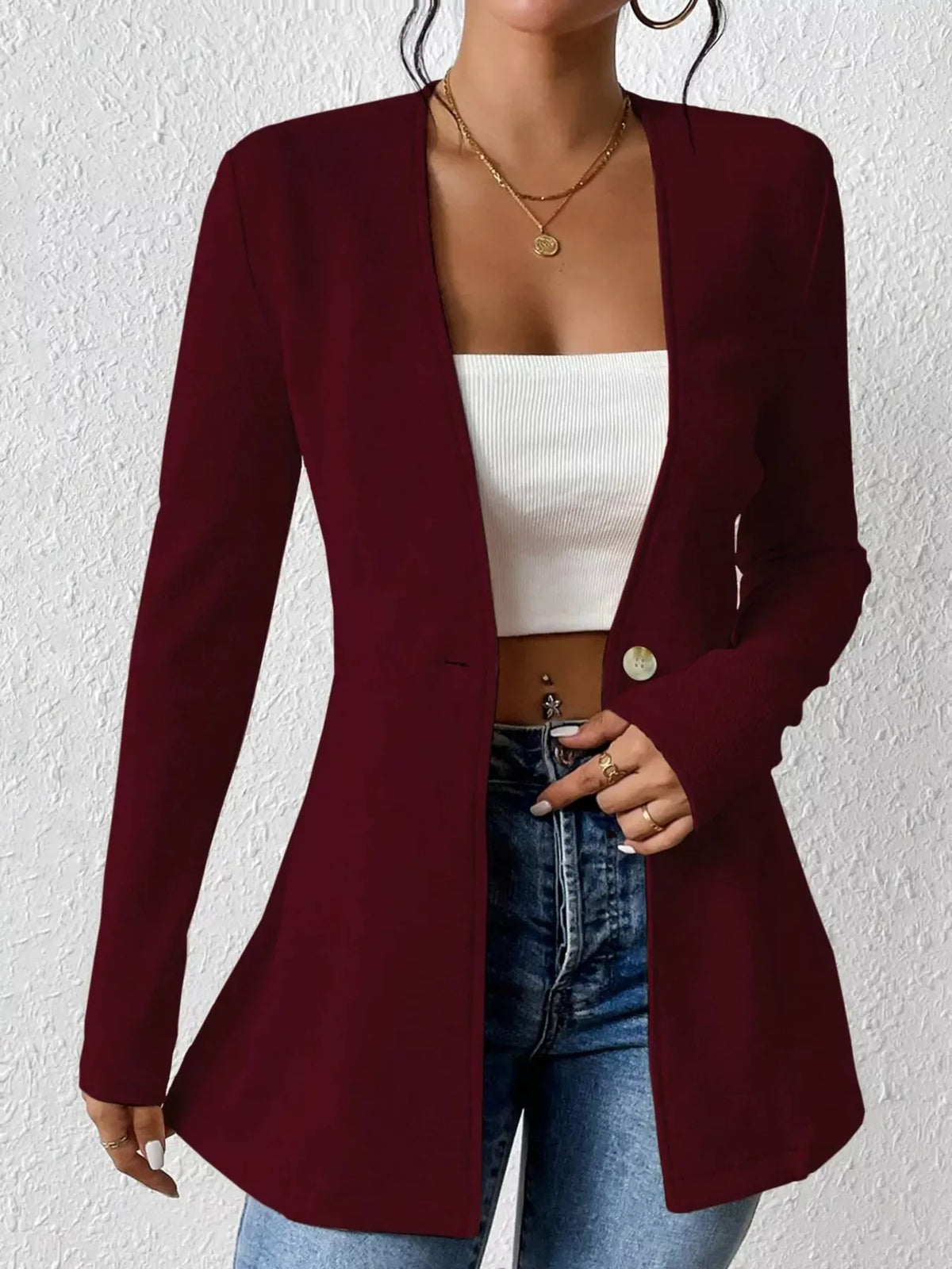 Single-Button Long-Sleeve Blazer The Nichole Collection - Official Site
