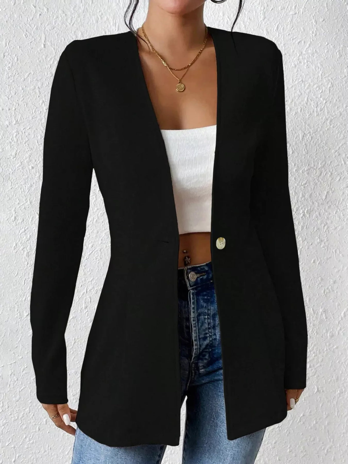 Single-Button Long-Sleeve Blazer The Nichole Collection - Official Site