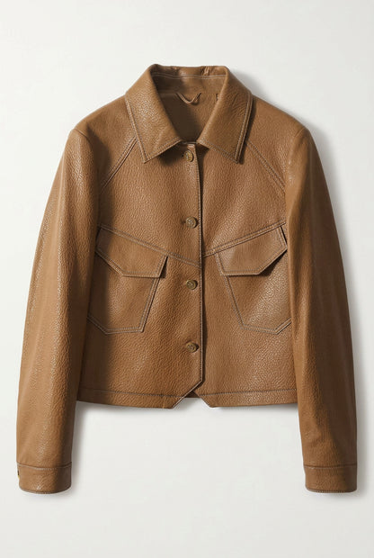 Textured Sheepskin Panel Utility Coat The Nichole Collection