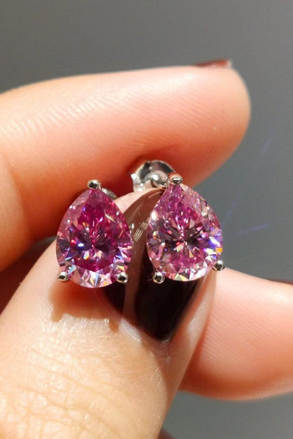 2 Carat Teardrop Moissanite Platinum-Plated Stud Earrings Pink / One Size The Nichole Collection