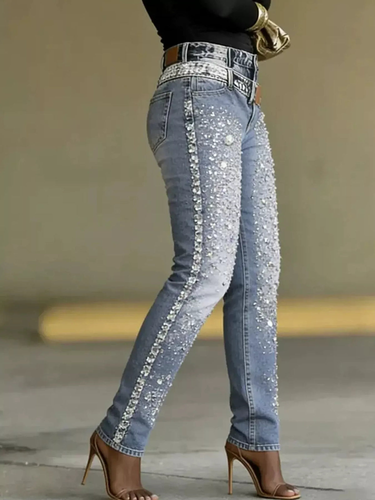 Rhinestone-Embellished Slim-Fit Jeans The Nichole Collection - Official Site